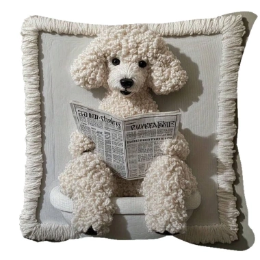 Vỏ đệm Poodle 3D dễ thương - Vỏ gối trang trí chó vui nhộn cho ghế sofa, giảm giá 20% 5