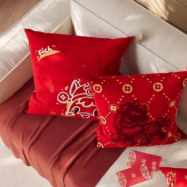 Vỏ đệm sofa lễ hội năm mới màu đỏ, tựa lưng phòng khách, cao cấp, không lõi, kèm gối ngủ - giảm 18% 2