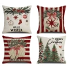 Vỏ đệm vải lanh cây thông Noel xanh lá cây - Gối sofa trang trí Giáng sinh giảm giá