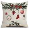 Vỏ đệm vải lanh cây thông Noel xanh lá cây - Gối sofa trang trí Giáng sinh giảm giá 3