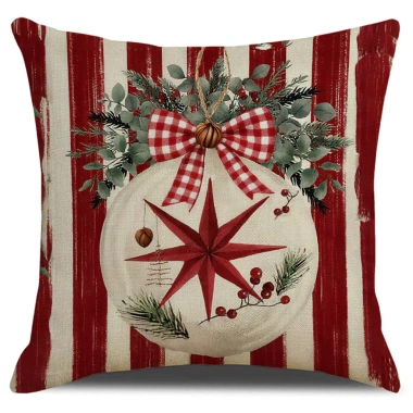 Vỏ đệm vải lanh cây thông Noel xanh lá cây - Gối sofa trang trí Giáng sinh giảm giá