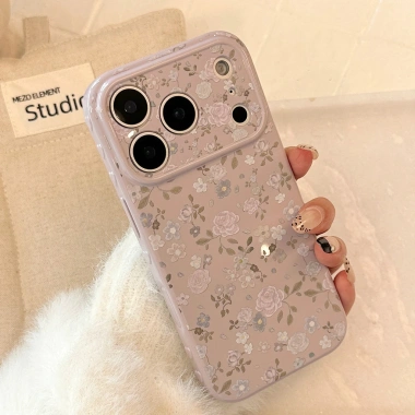 Vỏ điện thoại mềm Purple Rose Retro cho iPhone 13/14/15/16/17 Pro Max - Bảo vệ sang trọng, Giá 51.238₫
