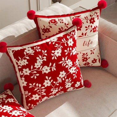 Vỏ gối 45x45cm Đỏ Lễ hội - Đệm đầu giường, Gối sofa mềm, Trang trí đám cưới, 304.665 VNĐ 6