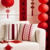 Vỏ gối 45x45cm mùa xuân đỏ - Vải lanh Cotton, tựa lưng, đệm đầu, trang trí lễ hội