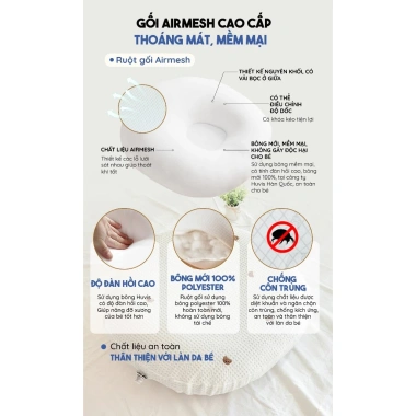 Vỏ gối chống trào ngược Ripple Rototo Bebe gợn sóng ALADDINVINA - Giá 560.500₫ 10