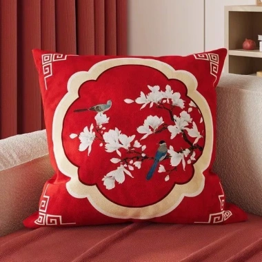 Vỏ gối cotton CNY màu đỏ 60×60 cm - Trang trí sofa, nhà cửa, giảm giá 43.439₫