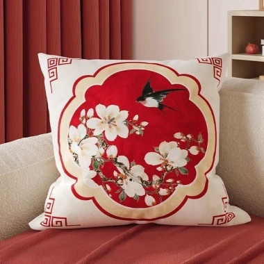 Vỏ gối cotton CNY màu đỏ 60×60 cm - Trang trí sofa, nhà cửa, giảm giá 43.439₫