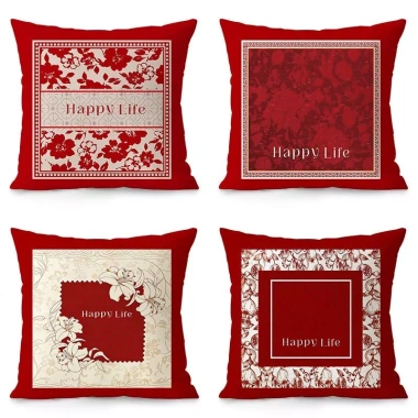 Vỏ gối cotton Happy Life 65×65 – Trang trí sofa nhà năm mới, giá ưu đãi 43.439₫