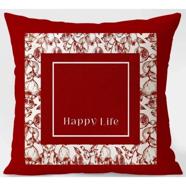 Vỏ gối cotton Happy Life 65×65 – Trang trí sofa nhà năm mới, giá ưu đãi 43.439₫