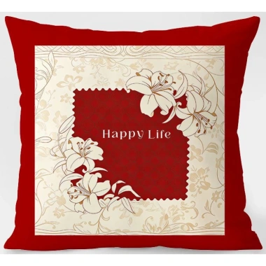Vỏ gối cotton Happy Life 65×65 – Trang trí sofa nhà năm mới, giá ưu đãi 43.439₫