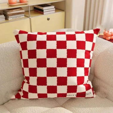 Vỏ gối cotton lưới đỏ 70×70, 65×55, 45×40 - Trang trí sofa lễ hội, giảm giá 20%