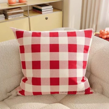 Vỏ gối cotton lưới đỏ 70×70, 65×55, 45×40 - Trang trí sofa lễ hội, giảm giá 20%