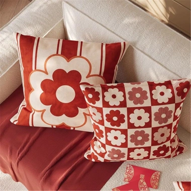 Vỏ gối đệm năm mới màu đỏ, trang trí sofa nhà, giá ưu đãi 43.439₫
