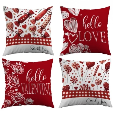 Vỏ gối đỏ hai mặt 40x40x45cm Thiết kế Valentine trang trí sofa tình yêu
