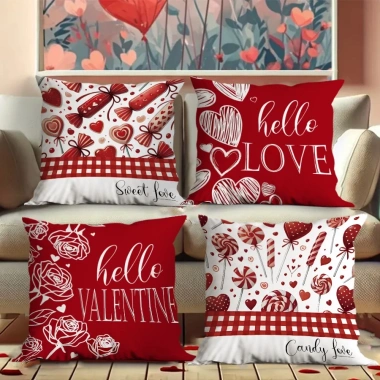 Vỏ gối đỏ hai mặt 40x40x45cm Thiết kế Valentine trang trí sofa tình yêu