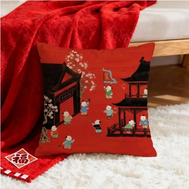 Vỏ gối Fuwa màu đỏ cotton 60x60, 45x45, 40x40 - Trang trí sofa CNY giá ưu đãi 43.439 VND