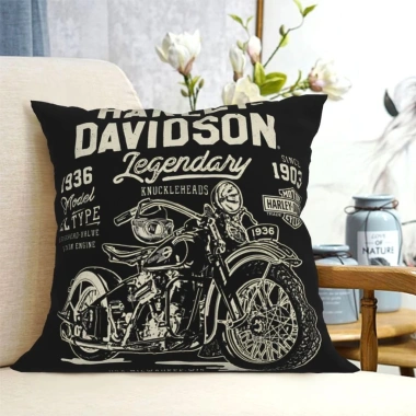Vỏ gối Harley Davidson hoạt hình dễ thương, dây kéo - Trang trí sofa, phòng khách