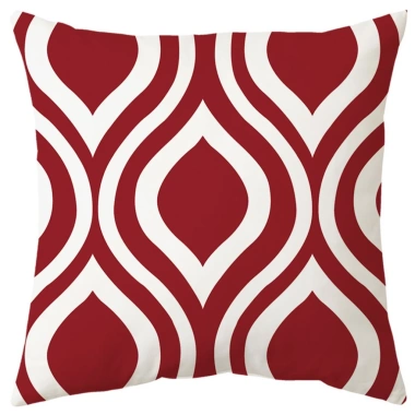 Vỏ gối hình học đỏ đậm cotton 45×45 - Hộp đựng gối sofa nghệ thuật