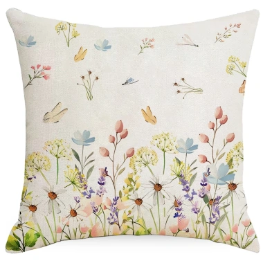 Vỏ gối lá xanh vải lanh 60x60, 45x45, 40x40 – Hộp đựng giường sofa trang trí mùa xuân, giảm giá 20% 4