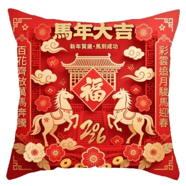 Vỏ gối lễ hội Năm Ngựa 45x45cm 2.026 phong cách Trung Quốc trang trí sofa giá 63.202₫ 5