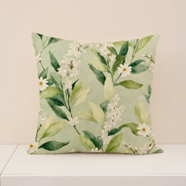 Vỏ gối Linen 45x45 hoa lá xanh hai mặt - Trang trí sofa mùa xuân, giá 46.982 VND