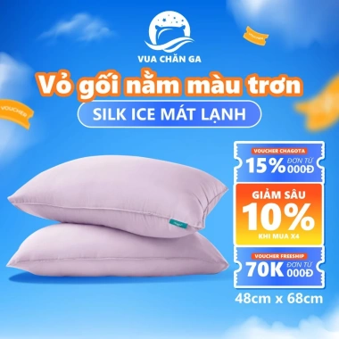 Vỏ Gối Lụa Silk Ice Chagota 48x68cm Mềm Mịn, Chống Phai, Không Xù Lông, Giá 90.000₫