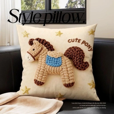 Vỏ Gối Mềm YudhUI Pony Dễ Thương 2D - Gối Vuông Đệm Trang Trí Nhà, Giá 99.576₫