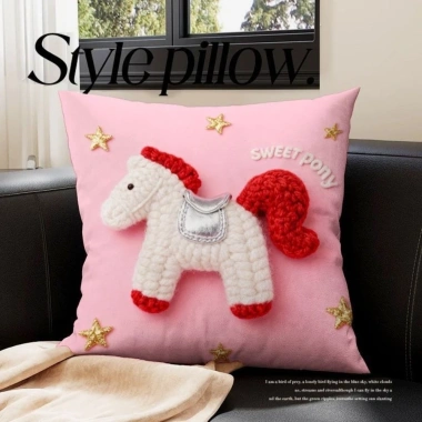 Vỏ Gối Mềm YudhUI Pony Dễ Thương 2D - Gối Vuông Đệm Trang Trí Nhà, Giá 99.576₫