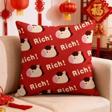 Vỏ gối ném đỏ Năm Mới, thiết kế Ngựa Lễ Hội, in một mặt, gối ném sofa phòng khách - tốt lành, giàu có 6 Vỏ gối ném đỏ Năm Mới, thiết kế Ngựa Lễ Hội, in một mặt, gối ném sofa phòng khách - tốt lành, giàu có 6