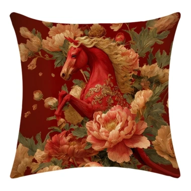 Vỏ gối ngựa đỏ trắng cotton 60×60 – Hộp đựng sofa CNY giá ưu đãi 43.439 VND