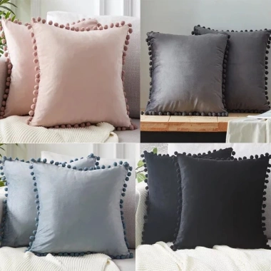 Vỏ gối nhung bóng mềm xanh dương hồng - Trang trí sofa phòng ngủ, chỉ 95.040₫