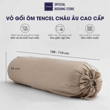 Vỏ gối ôm Tencel 100% tự nhiên Changmi 35x110cm - Nhiều màu, mềm mượt, mát lạnh, chỉ 260k