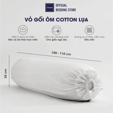 Vỏ Gối Ôm Trắng 100% Cotton Tự Nhiên Changmi Bedding 35x110 cm - Mềm Mại, Thoáng Khí, Giá Ưu Đãi 299.000đ