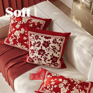 Vỏ gối sofa 45×45×50 hai mặt đỏ - Trang trí lễ hội xuân, giá 68.729₫ 2
