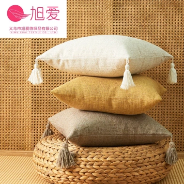 Vỏ gối sofa 45x45 canvas tua rua dày dặn - Gối tựa lưng sofa cao cấp, giá ưu đãi