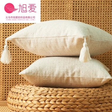 Vỏ gối sofa 45x45 canvas tua rua dày dặn - Gối tựa lưng sofa cao cấp, giá ưu đãi
