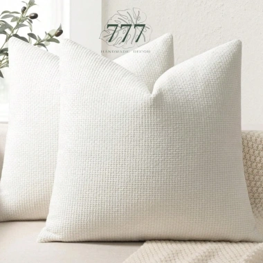 Vỏ Gối Sofa 45x45 Nhung Tăm Trắng - Trang Trí Tựa Lưng, Giá Giảm Đặc Biệt