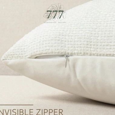 Vỏ Gối Sofa 45x45 Nhung Tăm Trắng - Trang Trí Tựa Lưng, Giá Giảm Đặc Biệt