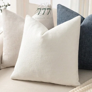 Vỏ Gối Sofa 45x45 Nhung Tăm Trắng - Trang Trí Tựa Lưng, Giá Giảm Đặc Biệt