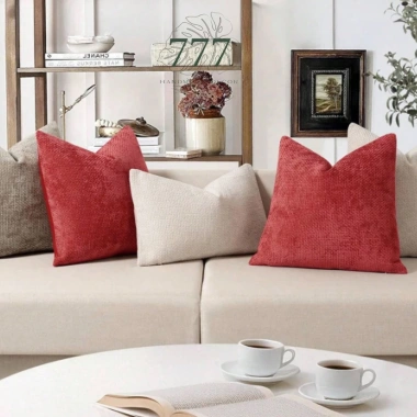 Vỏ Gối Sofa 45x45 Nhung Tăm Trắng - Trang Trí Tựa Lưng, Giá Giảm Đặc Biệt