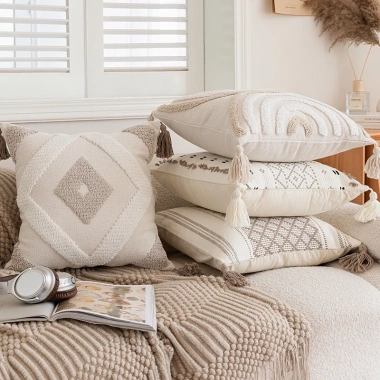 Vỏ gối sofa Bắc Âu tối giản, lõi tua rua nhỏ, dành cho gia đình, giá ưu đãi 198.936đ