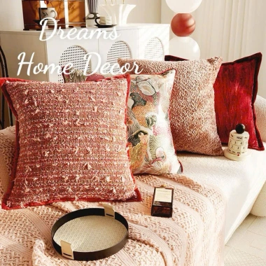 Vỏ Gối Sofa Cao Cấp Hoạ Tiết Thêu Đỏ - Gối Vuông Tựa Lưng Trang Trí Phòng Khách & Quán Cafe - Giá Ưu Đãi 250.000 4