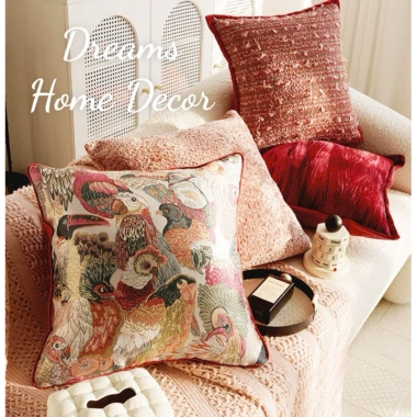 Vỏ Gối Sofa Cao Cấp Hoạ Tiết Thêu Đỏ - Gối Vuông Tựa Lưng Trang Trí Phòng Khách & Quán Cafe - Giá Ưu Đãi 250.000 7