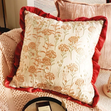 Vỏ Gối Sofa Cao Cấp Hoạ Tiết Thêu Đỏ - Gối Vuông Tựa Lưng Trang Trí Phòng Khách & Quán Cafe - Giá Ưu Đãi 250.000 10