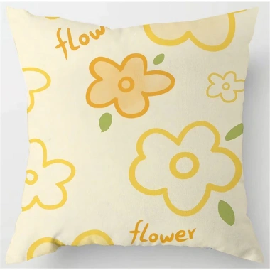 Vỏ gối sofa cotton màu vàng họa tiết hoa trừu tượng 60x60 2 mặt giá chỉ 43.439₫