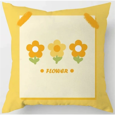 Vỏ gối sofa cotton màu vàng họa tiết hoa trừu tượng 60x60 2 mặt giá chỉ 43.439₫