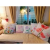 Vỏ gối sofa cotton màu vàng họa tiết hoa trừu tượng 60x60 2 mặt giá chỉ 43.439₫ 9