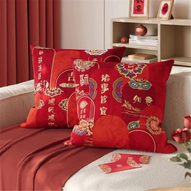 Vỏ gối sofa đỏ 65x65 - Trang trí lễ hội năm mới, giá 43,439 VND 3