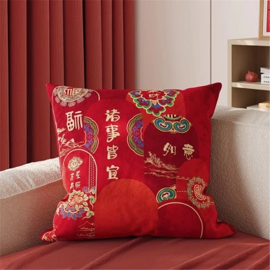 Vỏ gối sofa đỏ 65x65 - Trang trí lễ hội năm mới, giá 43,439 VND 5