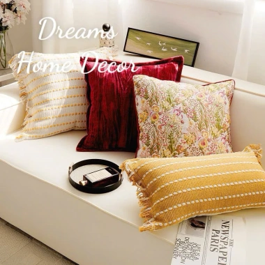 Vỏ Gối Sofa Đỏ Vàng - Gối Vuông Trang Trí Phòng Khách, Quán Cafe - Giá 250k 4